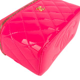 Chanel Pink Quilted Patent Leather Small Vanity Case Crossbody Bag