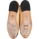 Chanel Bicolor Crinkled Leather Cap-Toe Chain Ballerina Flats (36)