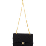 Chanel Quilted Jersey Medium 24K Gold Double Flap Crossbody Bag