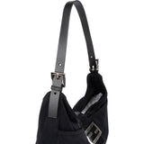 Fendi Black Cotton Baguette Buckel Shoulder Bag
