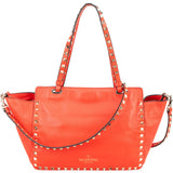 Valentino Garavani Red Leather Rockstud Shopper Handbag