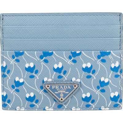 Prada Saffiano Leather Floral Print Card Holder
