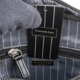 Ermenegildo Zegna Black Pebbled Leather Messenger Crossbody Bag