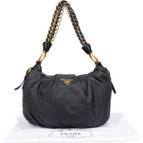 Prada Black Nappa Gauffre Chain Shoulder Bag