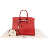 Hermès Rouge Epsom Leather Palladium Birkin 35 Handbag
