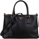 Prada Noir Saffiano Leather Small Galleria Handbag