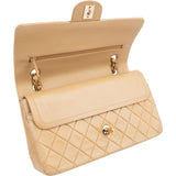 Chanel Quilted Lambskin Medium 24K Gold Double Flap Shoulder Bag
