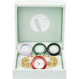 Gucci Gold Tone Change Bezel Chain 1100-L Bezel Woman Watch