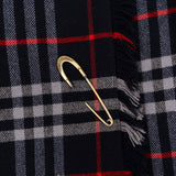 Burberry Navy Wool Nova Check Monogram Plaid Fringed Kilt Skirt (34 / XS)