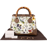 Gucci Floral Canvas Bamboo Handle Handbag