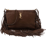 Yves Saint Laurent Brown Suede Fringe Crossbody Bag