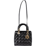 Christian Dior Quilted Patent Leather Lady Dior Handbag - vintageandkickz