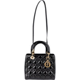 Christian Dior Quilted Patent Leather Lady Dior Handbag - vintageandkickz