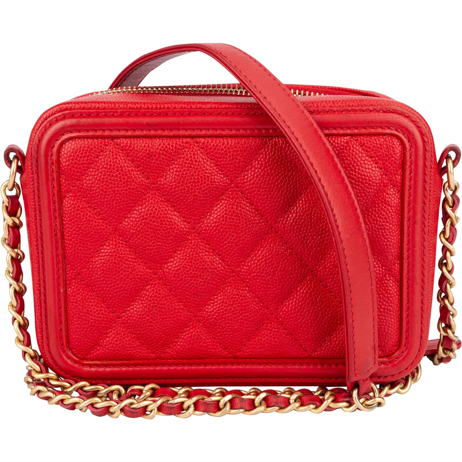Chanel Quilted Caviar Leather Small Filigree Vanity Case Crossbody - vintageandkickz