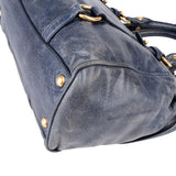 Miu Miu Vitello Shine Leather Gathered Drawstring Satchel Handbag