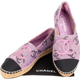 Chanel Purple Cotton CC Espadrilles Shoes (38)