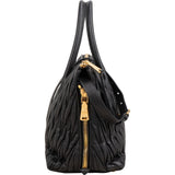 Miu Miu Black Matelassé Nappa Leather Handbag