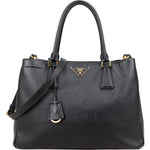 Prada Black Saffiano Leather Galleria Handbag - vintageandkickz