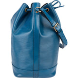 [🔄️B08 / F10] Louis Vuitton Blue Epi Leather Sac Noé Grande Shoulder Bag - vintageandkickz