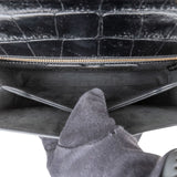 Alexander McQueen Croc-Embossed Leather Jewelled Knuckle Crossbody Bag