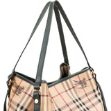 Burberry Haymarket Check Coated Canvas Equestrian Knight Hobo Shoulder Bag