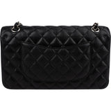 Chanel Quilted Caviar Leather Palladium Medium Double Flap Shoulder Bag