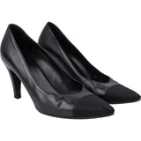 Chanel Black Leather Cap Toe Pumps (36,5)