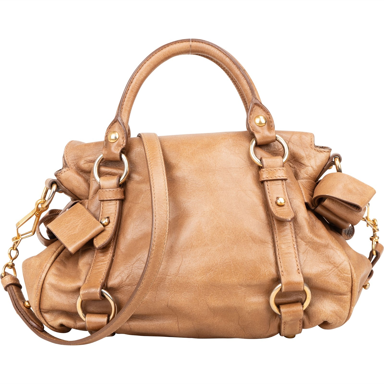 Miu Miu Vitello Lux Bow Bag Handbag - vintageandkickz