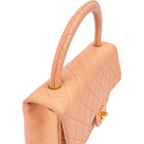Chanel Quilted Lambskin 24K Gold Single Flap Top Handle Handbag