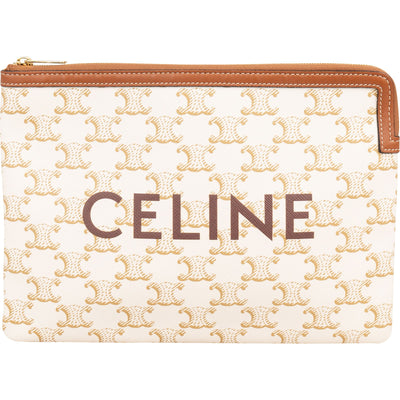 Celine Triomphe Monogram Canvas Clutch
