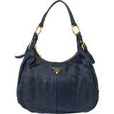 Prada Navy Calf Leather Vitello Daino Shoulder Bag