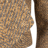 Chanel Multicolor Wool Draped Lapel Herringbone Scarf Jacket (FR 34 / DE 32)