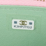 Chanel Pink Green Bicolor Quilted Lambskin Top Handle Vanity Case Crossbody Handbag