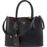 Prada Black Saffiano Leather Double Handbag