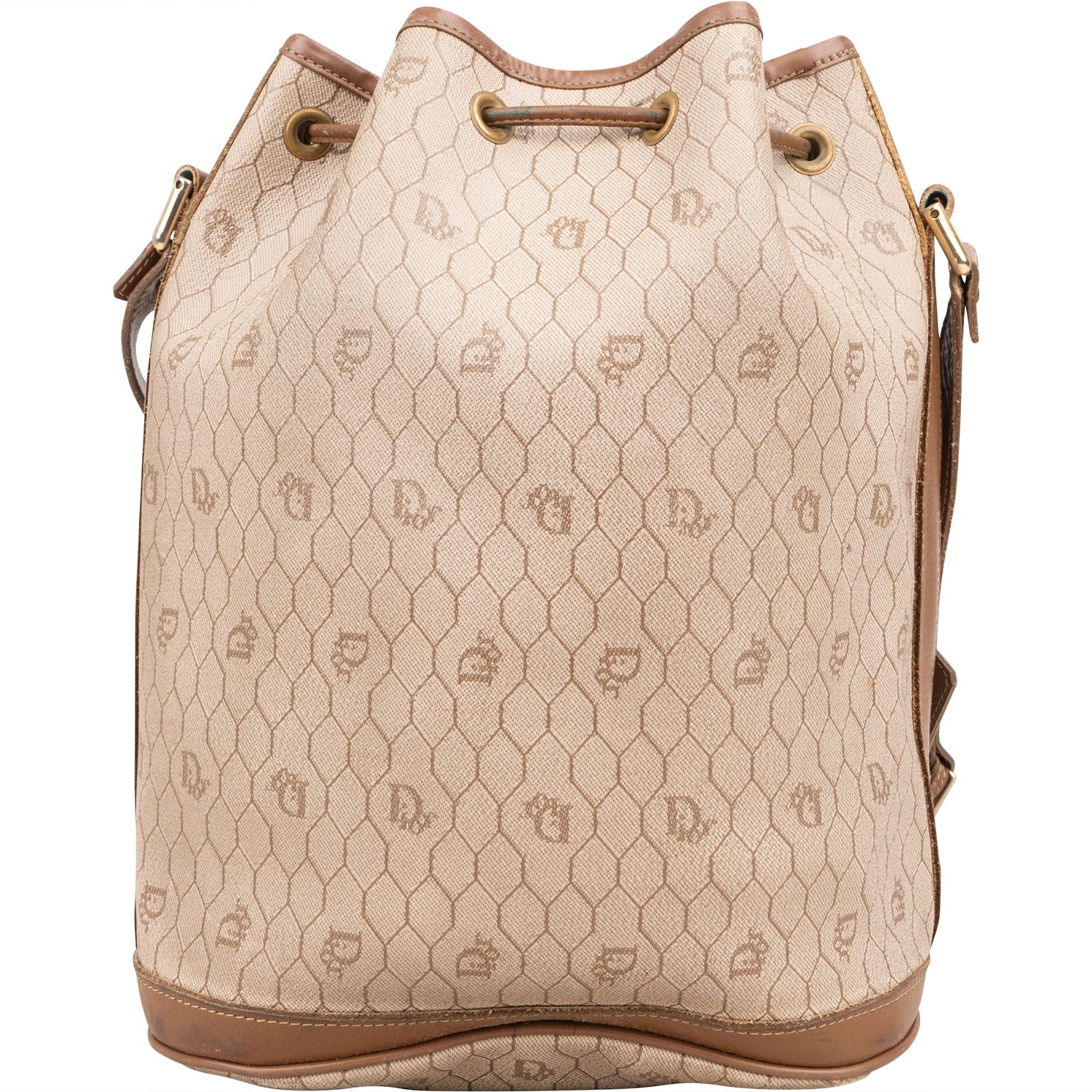 [🔄️B20 / F42] Christian Dior Honeycomb Canvas Bucket Shoulder Bag - vintageandkickz