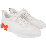 Hermès White Leather & Suede Bouncing Sneakers (43)