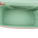 Chanel Pink Green Bicolor Quilted Lambskin Top Handle Vanity Case Crossbody Handbag
