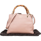 Gucci Pink Leather Bamboo Handbag