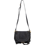 Chloé Black Leather Marcie Saddle Zip Crossbody Bag