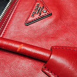 Prada Red Leather Two Way Twin Zip Handbag