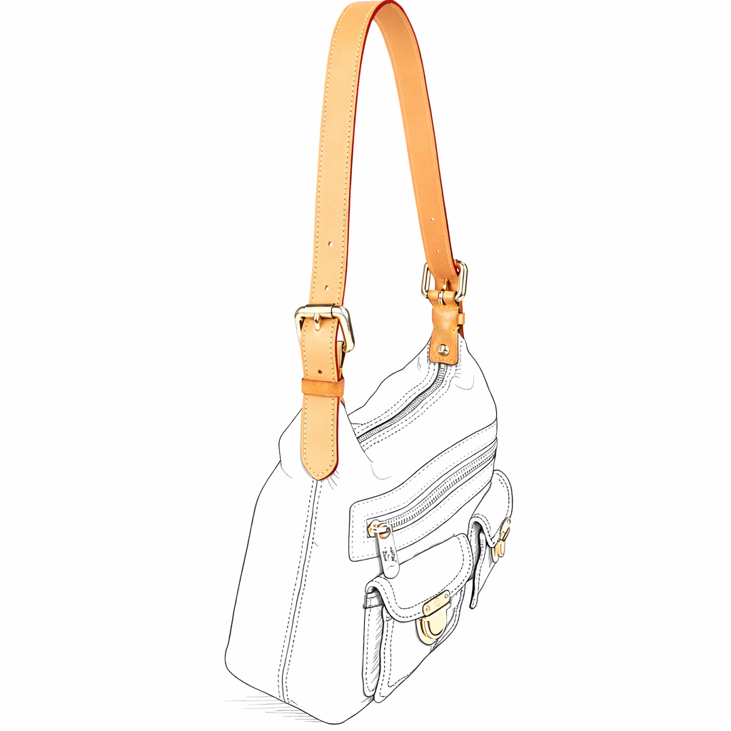 Vachetta Schulterriemen (Dunkel / Kurz) - Denim Baggy - vintageandkickz