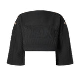 Chanel Black Knit CC Emblem Cable Cropped Sweater (FR 36 / DE 34)