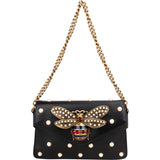 Gucci Black Leather Queen Margaret Bee Shoulder Bag