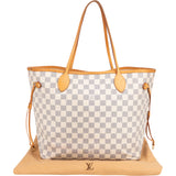 Louis Vuitton Damier Azur Monogram Neverfull MM Shopper Handbag