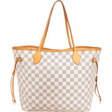 Louis Vuitton Damier Azur Monogram Neverfull MM Shopper Handbag