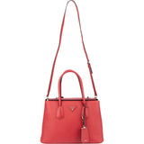 Prada Red Saffiano Leather Turnlock Double Handbag