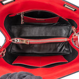 Prada Red Saffiano Leather Turnlock Double Handbag