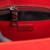 Prada Red Saffiano Leather Turnlock Double Handbag