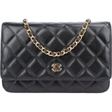 Chanel Quilted Caviar Leather Wallet On Chain Crossbody Bag