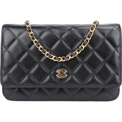 Chanel Quilted Caviar Leather Wallet On Chain Crossbody Bag